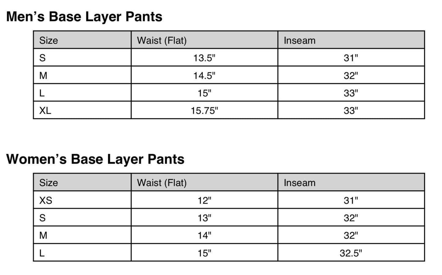 Active Wear Base Layer Pants - Men’s & Women’s