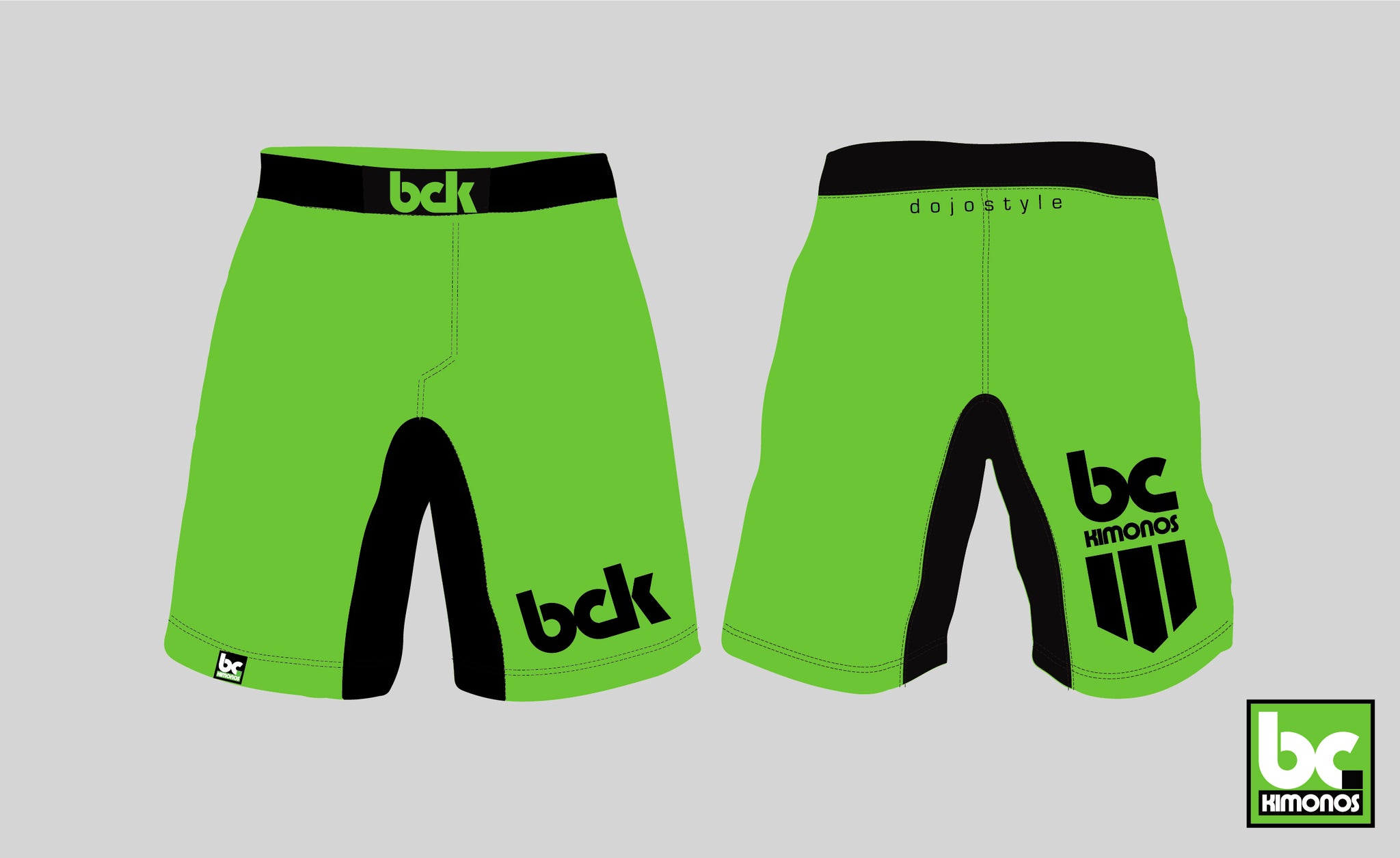 Dojostyle SHORT Grappling Shorts - Florescent green